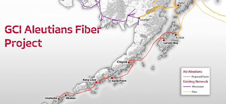 GCI Aleutians fiber project map