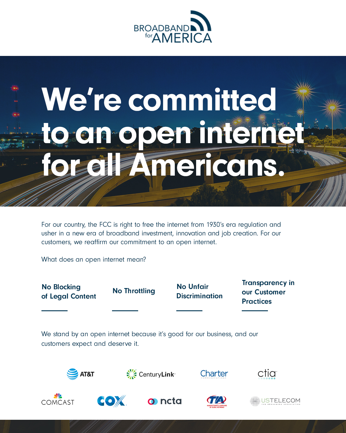 Commitment to Open Internet