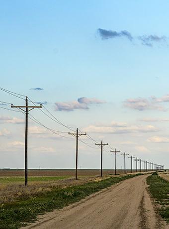 poles lining rural road